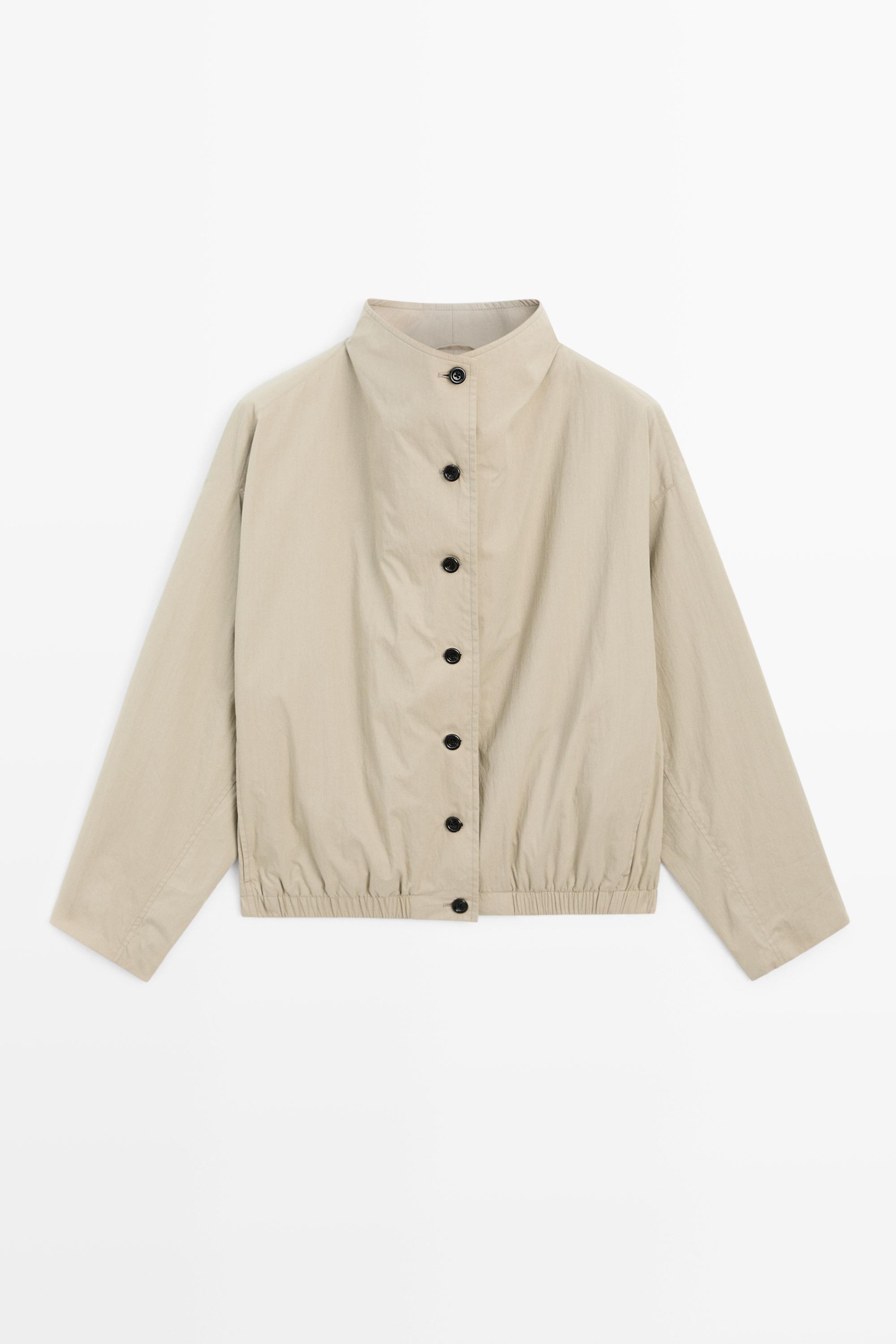 Bomber jacket with funnel neck